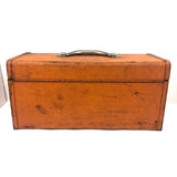 Terrific Large Vintage Orange Metal Toolbox with Interior Tray