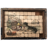 Early Hand-colored Six Sided Victorian Picture Puzzle (Missing a Few Blocks)