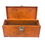 Terrific Large Vintage Orange Metal Toolbox with Interior Tray