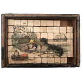 Early Hand-colored Six Sided Victorian Picture Puzzle (Missing a Few Blocks)
