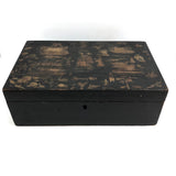 19th C Dovetailed Writing Box with Fine Scherenschnitte Decorated Lid