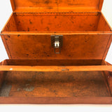 Terrific Large Vintage Orange Metal Toolbox with Interior Tray