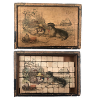 Early Hand-colored Six Sided Victorian Picture Puzzle (Missing a Few Blocks)