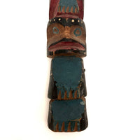 Wonderful Old Native American Carved Polychrome Totem Pole, Presumed Nootka