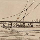 The Defender, 1895 Pen and Ink Ship Drawing