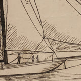 The Defender, 1895 Pen and Ink Ship Drawing
