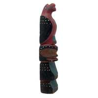 Wonderful Old Native American Carved Polychrome Totem Pole, Presumed Nootka