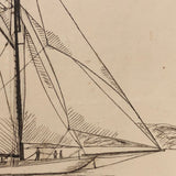 The Defender, 1895 Pen and Ink Ship Drawing