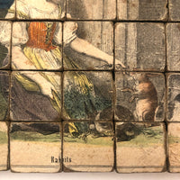 Early Hand-colored Six Sided Victorian Picture Puzzle (Missing a Few Blocks)