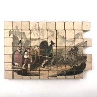 Early Hand-colored Six Sided Victorian Picture Puzzle (Missing a Few Blocks)