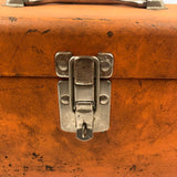 Terrific Large Vintage Orange Metal Toolbox with Interior Tray