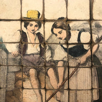 Early Hand-colored Six Sided Victorian Picture Puzzle (Missing a Few Blocks)