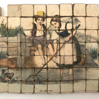 Early Hand-colored Six Sided Victorian Picture Puzzle (Missing a Few Blocks)
