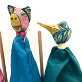 Hand-puppet Animals with Painted Papier Mache Heads - Set of 4