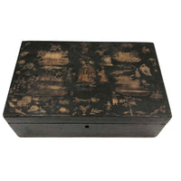 19th C Dovetailed Writing Box with Fine Scherenschnitte Decorated Lid