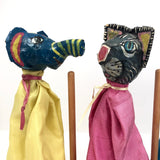 Hand-puppet Animals with Painted Papier Mache Heads - Set of 4