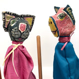 Hand-puppet Animals with Painted Papier Mache Heads - Set of 4