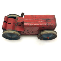 Louis Marx Red and Blue Tractor with Make Do Wheel