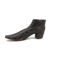 Antique Hand-carved Treen Shoe with Vine Design