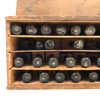 Old Letter and Number Stamps Set in Original Slide Top Box (Letters and Numbers Complete)