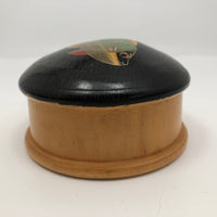 Hand-painted Round Wooden Trinket Box with Colorful Fish