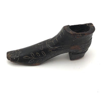 Antique Hand-carved Treen Shoe with Vine Design