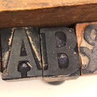 Old Letter and Number Stamps Set in Original Slide Top Box (Letters and Numbers Complete)