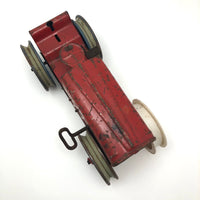 Louis Marx Red and Blue Tractor with Make Do Wheel