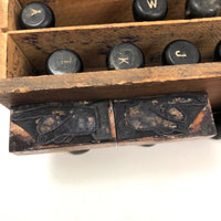 Old Letter and Number Stamps Set in Original Slide Top Box (Letters and Numbers Complete)