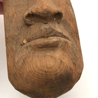 Wonderful, Unusual Old Carved Pine Partial Face
