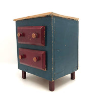Miniature Red and Blue Two Drawer Cigar Box Chest