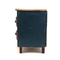 Miniature Red and Blue Two Drawer Cigar Box Chest