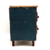 Miniature Red and Blue Two Drawer Cigar Box Chest