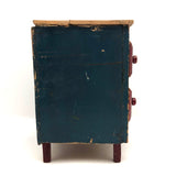 Miniature Red and Blue Two Drawer Cigar Box Chest