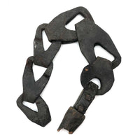 Gorgeous, Very Old Hand-tooled Leather Chain with Wooden End Piece