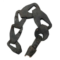 Gorgeous, Very Old Hand-tooled Leather Chain with Wooden End Piece