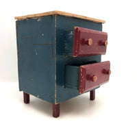 Miniature Red and Blue Two Drawer Cigar Box Chest
