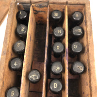 Old Letter and Number Stamps Set in Original Slide Top Box (Letters and Numbers Complete)