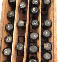Old Letter and Number Stamps Set in Original Slide Top Box (Letters and Numbers Complete)