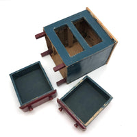 Miniature Red and Blue Two Drawer Cigar Box Chest