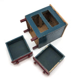 Miniature Red and Blue Two Drawer Cigar Box Chest