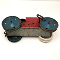 Louis Marx Red and Blue Tractor with Make Do Wheel