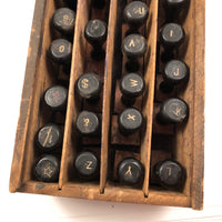 Old Letter and Number Stamps Set in Original Slide Top Box (Letters and Numbers Complete)