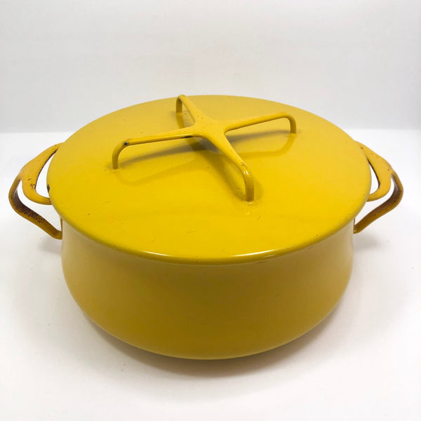 Vintage Dansk Yellow Enamel Kobenstyle Pot With Lid