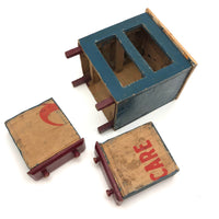 Miniature Red and Blue Two Drawer Cigar Box Chest
