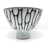 Mid-Century Hand-thrown Pedestal Bowl with White Fat Lava Glazing