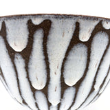 Mid-Century Hand-thrown Pedestal Bowl with White Fat Lava Glazing