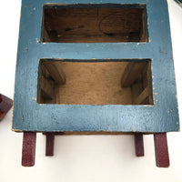 Miniature Red and Blue Two Drawer Cigar Box Chest
