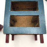 Miniature Red and Blue Two Drawer Cigar Box Chest