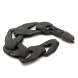 Gorgeous, Very Old Hand-tooled Leather Chain with Wooden End Piece